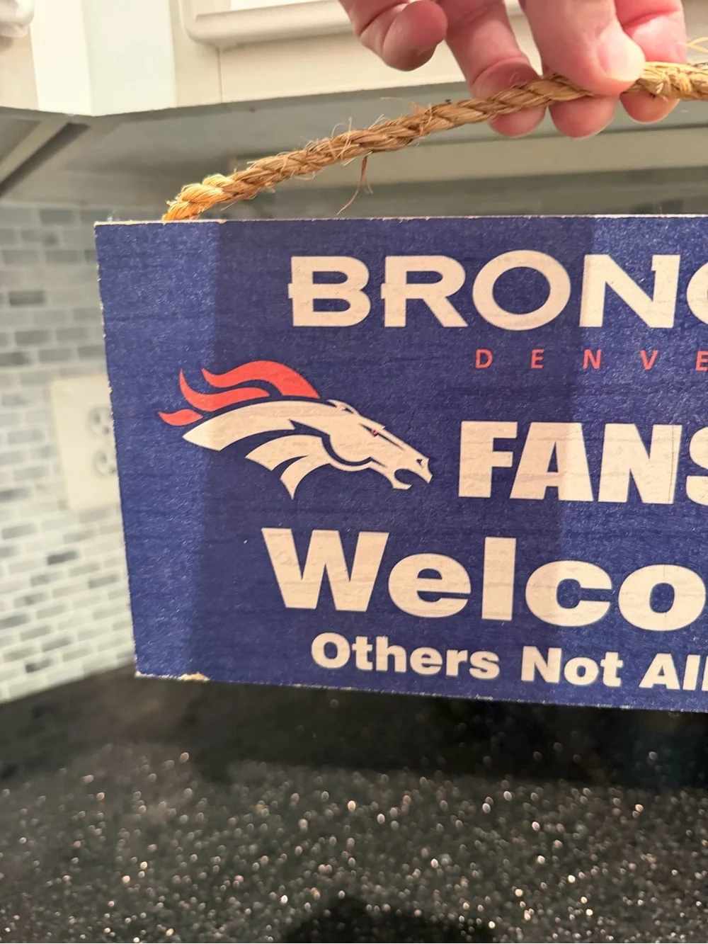 NFL Denver Broncos Welcome Fans Hanging Sign 12x6”
